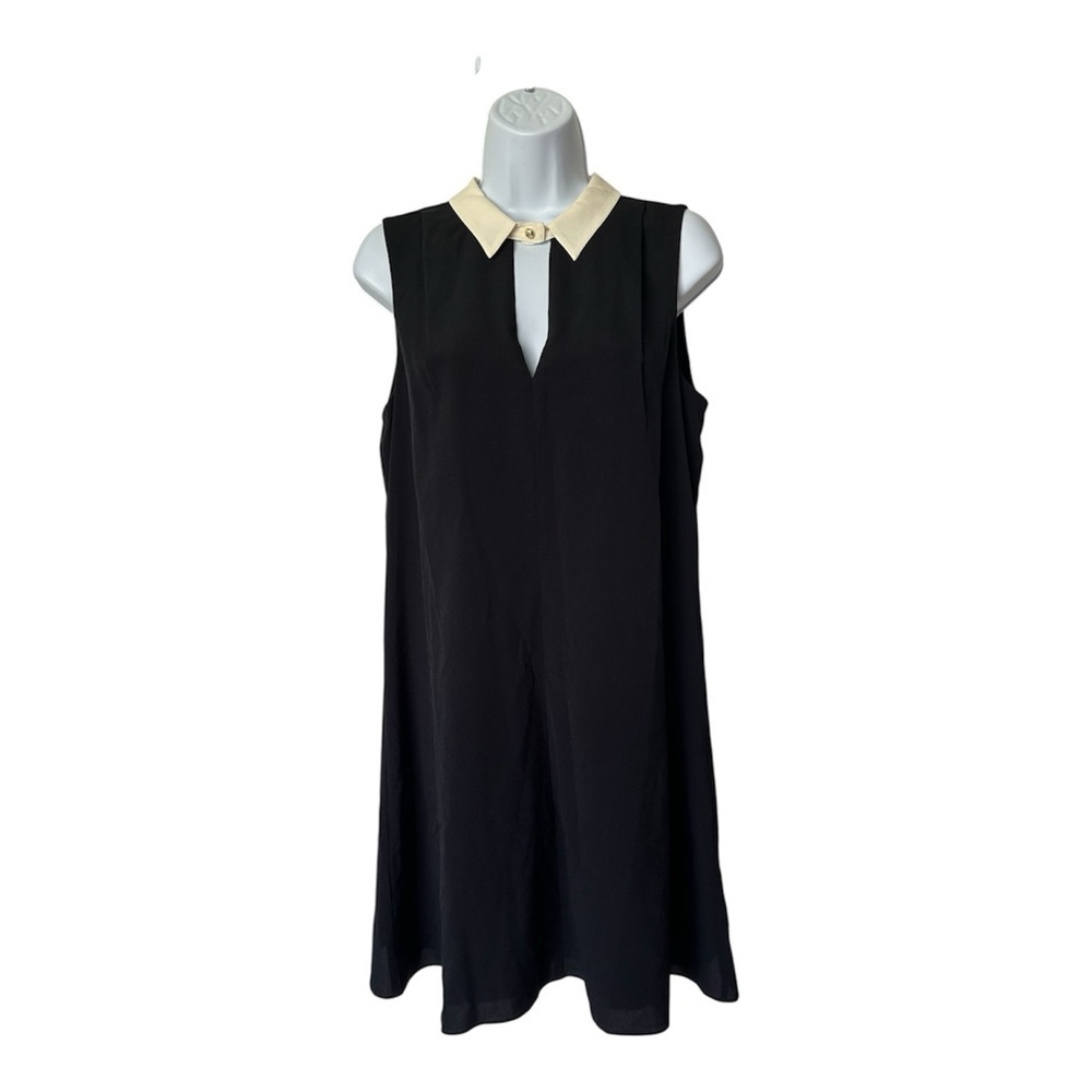 NWT Marchesa Collared Swing Dress Black $375. Sleeveless Size M - Picture 3 of 9